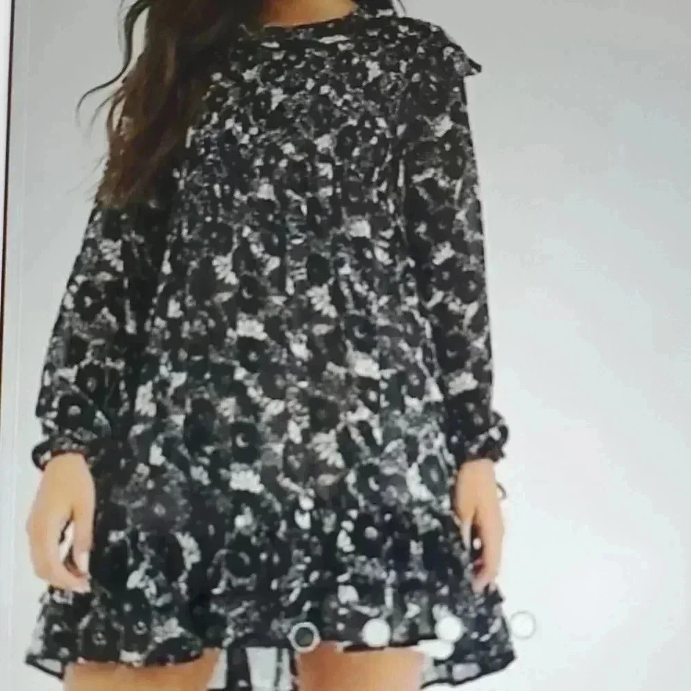 FREE PEOPLE MINI DRESS BLACK COMBO